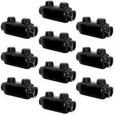 10 Pack - Insulated Wire Connector Inline Black Splice for 1/0-14 Wire Range ...
