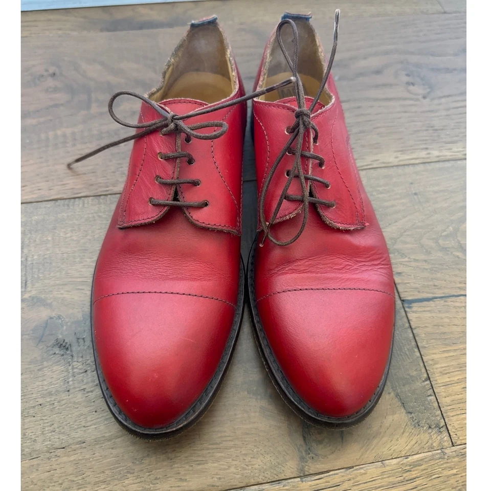 Zapatos Oxford MOMA Italianos de Cuero Rojo Diseñador Minimalista Para Mujer EU 37 US 6.5-7 Foto 2 de 4