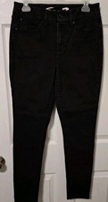 Seven7 Tummyless High Rise Skinny Jeans Women  s 10 Black Stretch Denim