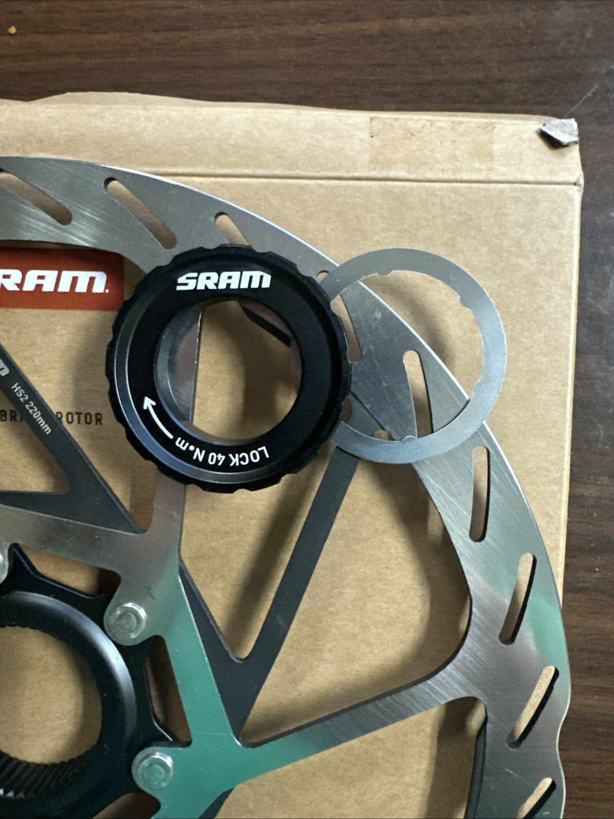 Rotore freno a disco Sram Hs2 220mm Centerlock Mtb Mountain Bike con anello di bloccaggio NUOVO foto 3