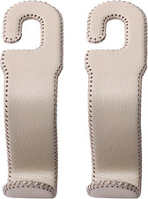 Leather Car Hooks for Headrest - Fully Leather-Wrapped U-Shaped Purse Holder for