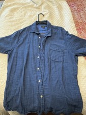 Banana Republic Shirt Mens XL Tall Blue Slim Fit Blue Cotton Short Sleeve