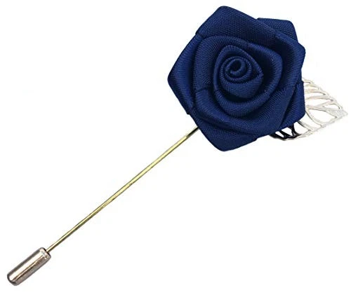 Mens Pre-Tied Oversized Velvet Bow Tie with Flower Lapel Pin Brooch Navy Blue - Imagem 4 de 4
