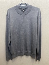 Men's 2XL Gray Full Zip Sweater Merino Wool Blend NWT