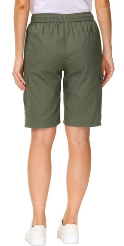 Women's Casual Loose Fit Twill Bermuda Cargo Shorts Multi Pocket Straight Sho... - Picture 5 of 6