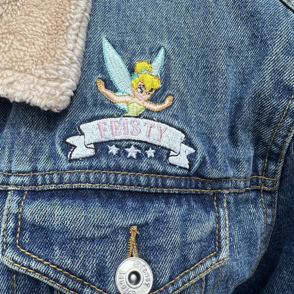 Винтажный Disney Динь-Динь джинсовой ткани Jean куртка шерпа с подкладкой женщин XL Feisty фея - Изображение 4 из 4