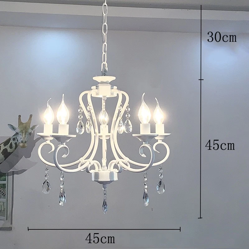 White Pendant Light Retro Chandelier Lighting Crystal Light Kitchen Ceiling Lamp - Image 2 of 4