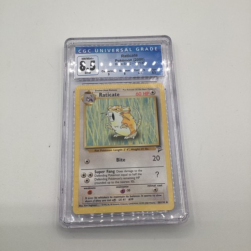 WOTCB Crimp Error - 2000 BASE SET RATICATE 58/130 UNCOMMON CGC 8.5 POKEMON