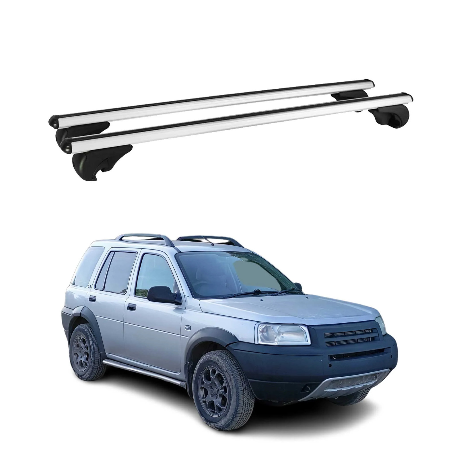 Barres de toit en aluminium argent aérodynamiques pour Freelander 1997-2007