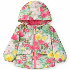 Cat Jack 4T Floral Rain Jacket Hooded Pink Green Spring Coat