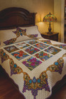 Handmade Appliqued / Embroidery Cotton Quilt  87"  x   67" — photo 2