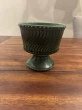 Vintage Green Swirl Art Pottery McCoy Pedestal Planter 4.5"