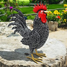 Large Black Metal Cockerel Garden Ornament – Rustic Handcrafted Rooster Statue 4