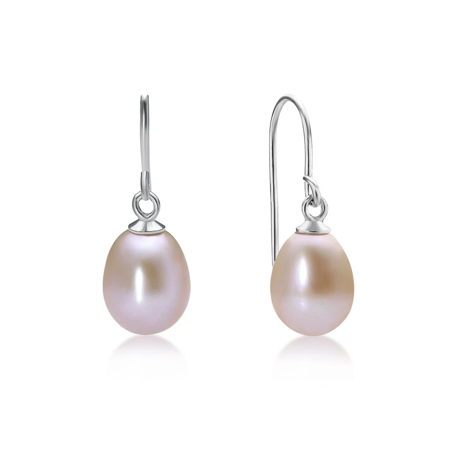 925 Sterling Silver Freshwater Pink Pearl Fishhook Earrings Jewelry Gift for Her - Image 3 of 4