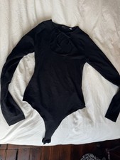 ASOS DESIGN Keyhole Detail Long Sleeve Bodysuit In Black Size Small NWOT