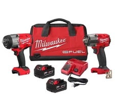 MILWAUKEE 3010-22 M18 FUEL 1/2" & 3/8" High/Mid Torque Combo Kit 2 XC 5.0ah Batt