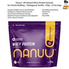 Nanuu Natural Whey Protein Powder for Muscle Building Madagascar Vanilla 520g