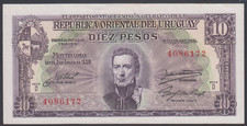 Uruguay  10  Pesos  1939  VF++  P. 37d,  Banknote, Circulated