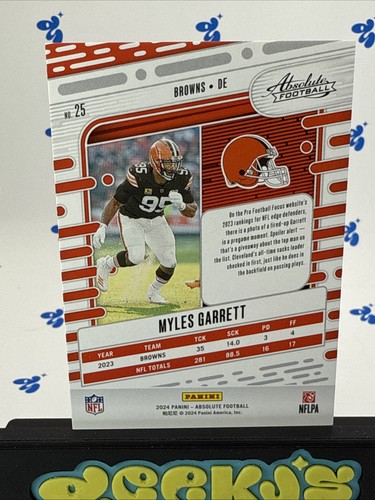 2024 Panini Absolute - MYLES GARRETT #25 Orange Mosaic /299 BROWNS - Picture 7 of 11