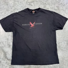 Vintage Harley Davidson Shirt Mens XL Black Eagle Aspen Valley Colorado 2002 Tee