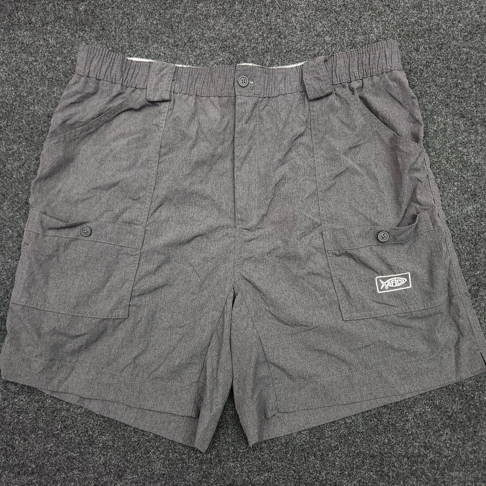 Aftco Mens 42 Gray Cargo Performance Nylon Fishing Shorts Outdoors