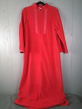 Vintage 1960s Vanity Fair Velour ROBE Red S Zipper Housecoat Grandma Mrs Roper