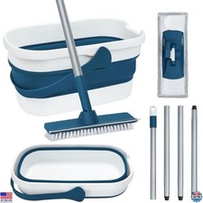 Collapsible Mop  Bucket Set, Scrub Mop  Brush for Tile, Laminate, Hardwood