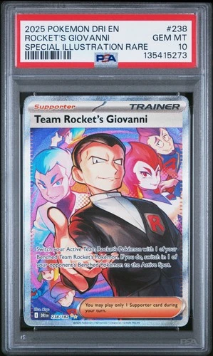 2025 POKEMON DRI EN-DESTINED RIVALS #238 TEAM ROCKET'S GIOVANNI PSA 10