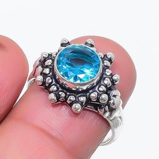 Aquamarine Gemstone Handmade 925 Sterling Silver Jewelry All Size Ring For Gift