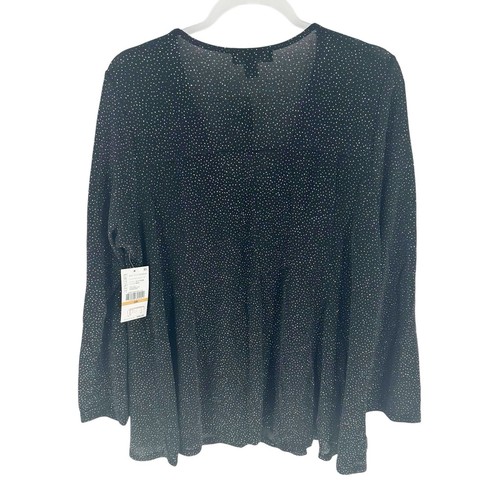 Karen Kane Top Womens 3X Black Diamond Glitter Sparkle Long Sleeve Evening NEW - Picture 2 of 17