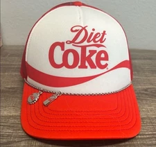 Women’s Diet Coke SnapBack Trucker Hat w/ Charms Vintage Mesh Cap NWT