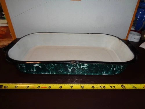 GRANITEWARE CHRYSOLITE GREEN SWIRL RECTANGULAR 8" x 14" BAKING PAN