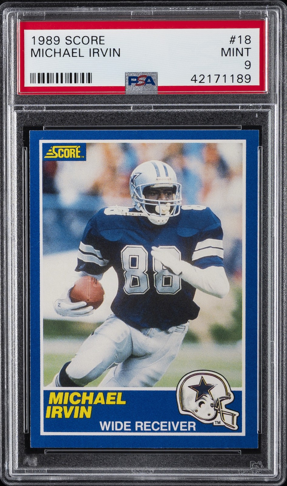 1989 SCORE #18 MICHAEL IRVIN ROOKIE RC PSA 9