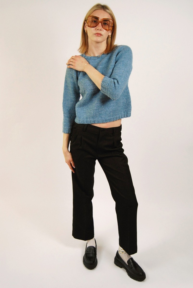 パンツ stripe slacks pants 90s 90s Pinstripe Slacks (26) pleat women black high waist pants