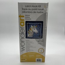 Wonderart Unicorn Latch Hook Kit 12x12  Pillow Wall Hanging Canvas Yarn Binding