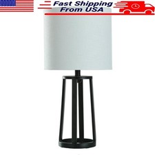 Modern Matte Black Table Lamp 18" Tall Classic Drum Shade Warm Ambiance New