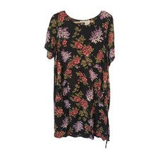 Vintage 90s White Stag Black and Purple Floral Dress Women's 18W Cottage Fairy