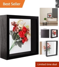 Stylish 8x8 Wooden Shadow Box Frame with Transparent Views for Your Treasures