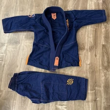 Sanabul Jiu JItsu Gi Kids K0 Navy Orange BJJ Grappling Martial Arts set outfit