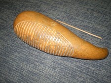 VINTAGE HANDMADE GOURD GUIRO W/SCRAPER