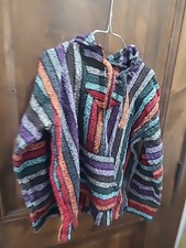 ORIGINAL SENOR LOPEZ Adult Rainbow Striped Drug Rug Mexican Baja Hoodie 42 Bust