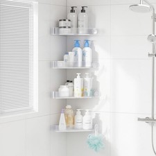 Plastic Shower Caddy Corner for 90 Only , 4 Pack, Frosted Clear