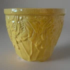 Vintage McCoy Art Pottery Jardiniere Flower Pot Yellow Rose 7”
