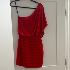 B Darlin Vibrant Red One-Shoulder Dress