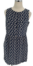 J.Crew Women's Size 4 Dress Navy Blue Heart Print Sleeveless Twee Preppy