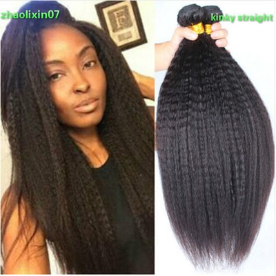Peruvian Virgin Human Hair Yaki Kinky Straight Hair Bundles 150g