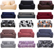 1/2/3/4 Seater Stretch Sofa Slipcover Armrest Sofa Cover Printed Solid Covers US