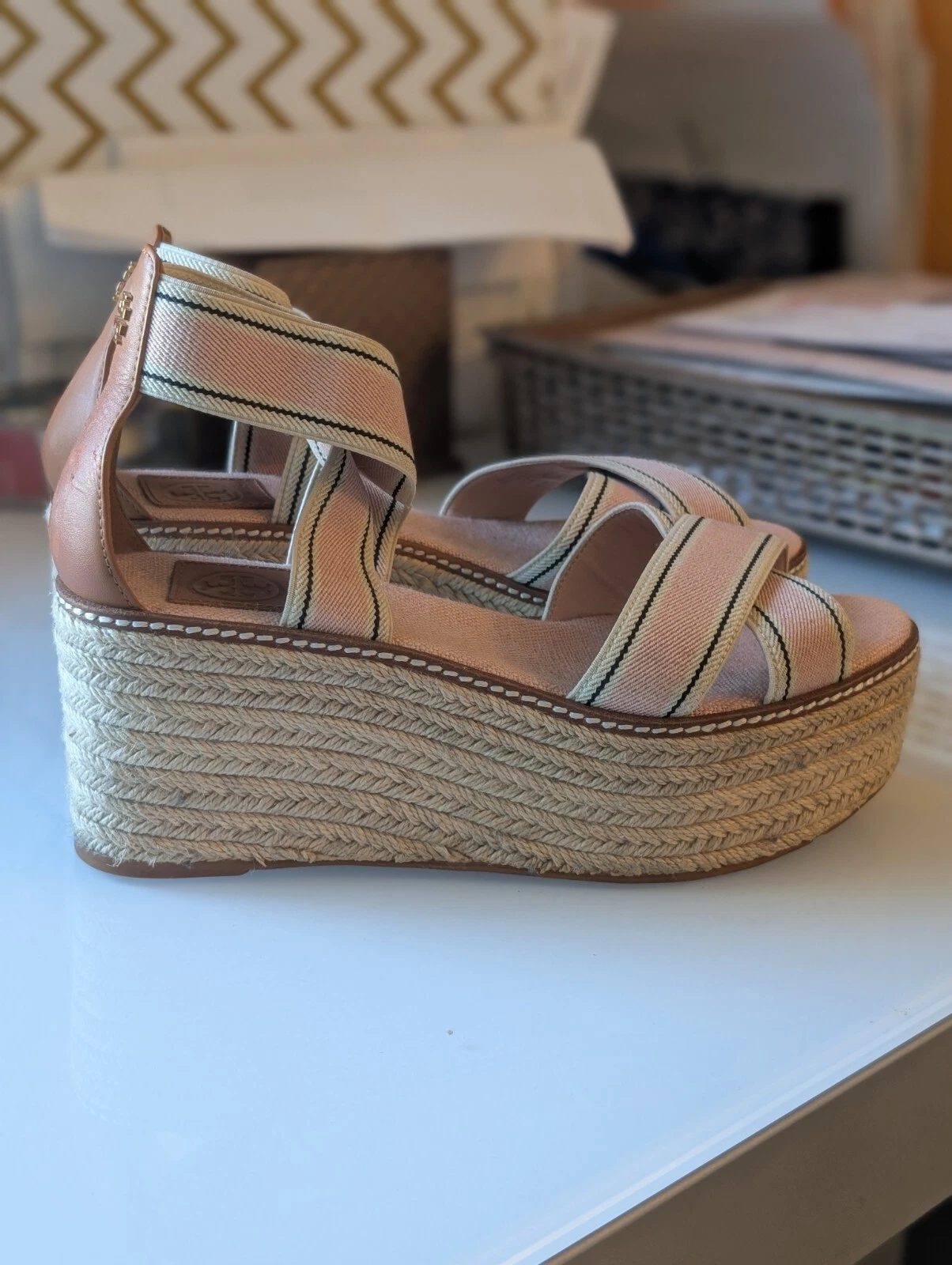 Tory Burch Frieda 50 mm donna 8 cinturino elastico blush plateau espadrillas tacco