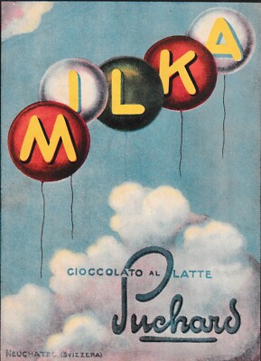 ADVERTISEMENT 1926 MILK CHOCOLATE MILKA SUCHARD SKY CLOUDS STICKS COLORS