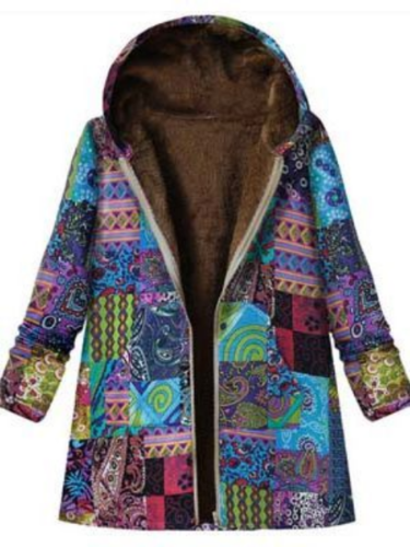 Mujeres Invierno Cálido Floral Con Capucha Chaqueta Estampado de Flores Abrigos Invierno Prendas de abrigo - Imagen 15 de 26